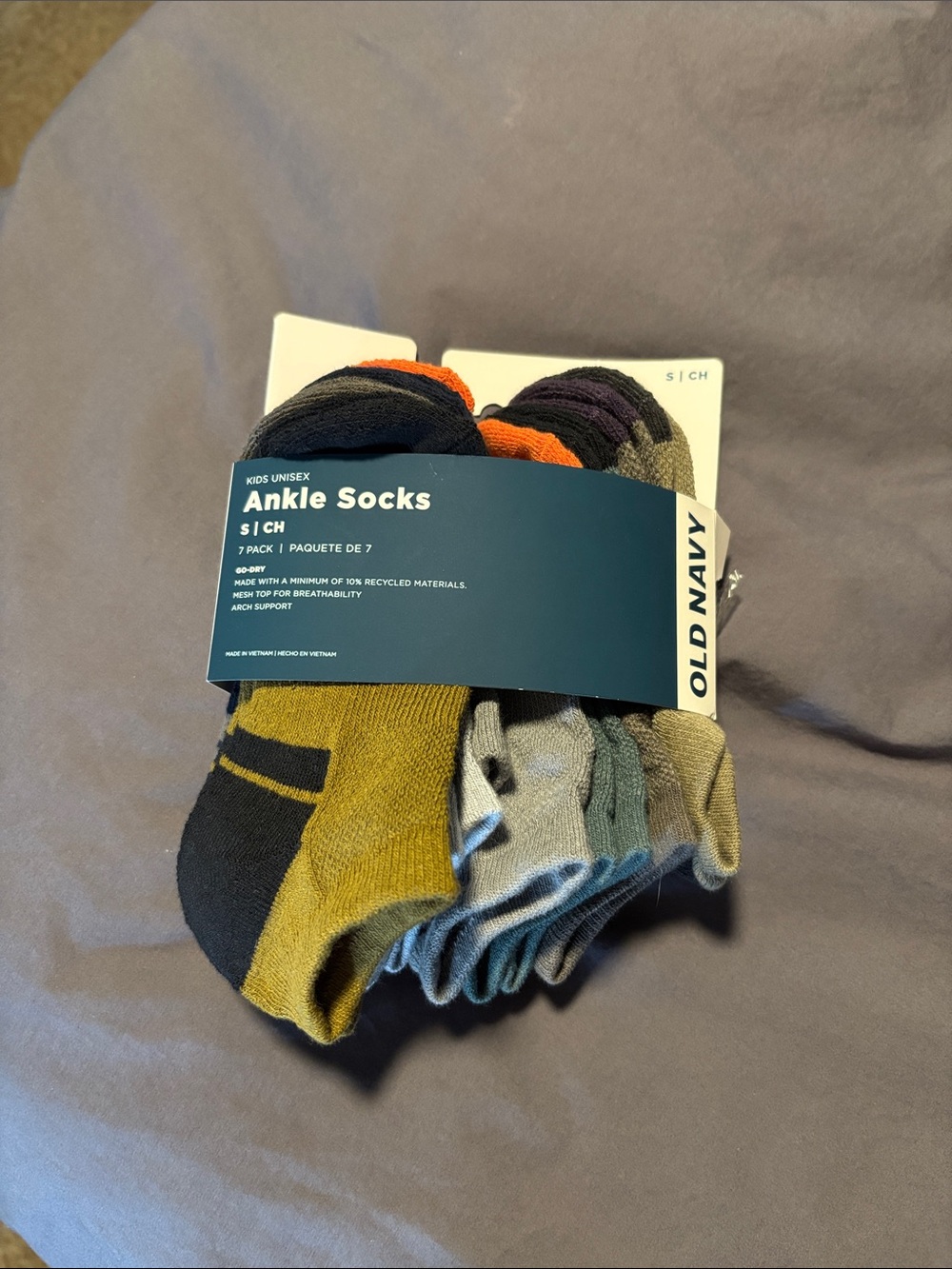 Old Navy Multicolor Kids' Ankle Socks Pack - Black, Olive Green, Gray, Blue